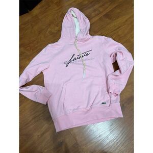 Lacoste Pink Hooded Sweatshirt Small Casual Kangaroo Pocket